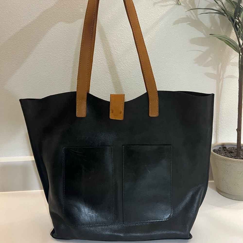 FashionABLE genuine leather two toned tote bag purse